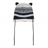 Πλεκτό χειμωνιάτικο καπέλο με χνουδωτό ύφασμα και σχέδια, γκρι  292532 4