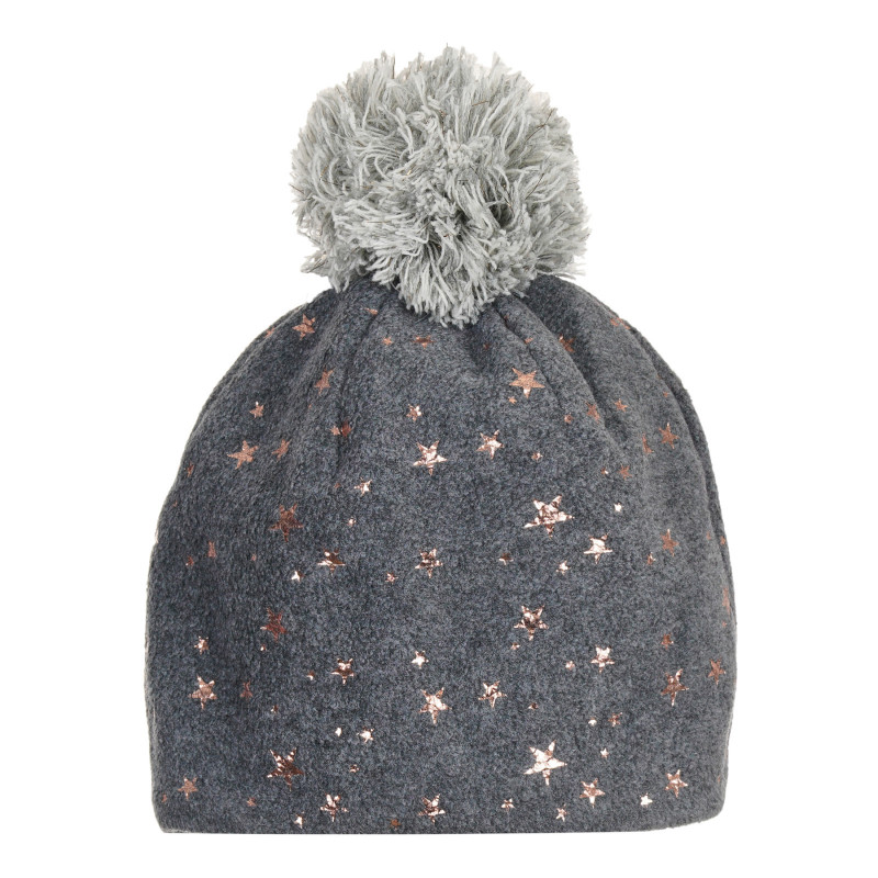 Καπέλο με απλικέ αστέρια και pompom, γκρι  292560