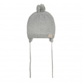 Βαμβακερό χειμωνιάτικο καπέλο με pompom και κορδόνια, γκρι Cool club 292646 
