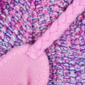 Πλεκτό χειμωνιάτικο καπέλο με πολύχρωμα pompoms και πλεξούδες, ροζ Cool club 292652 3