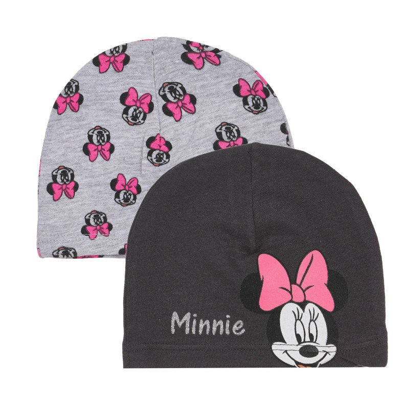 Δύο βαμβακερά παιδικά καπέλα με στάμπα Minnie Mouse, γκρι  292846