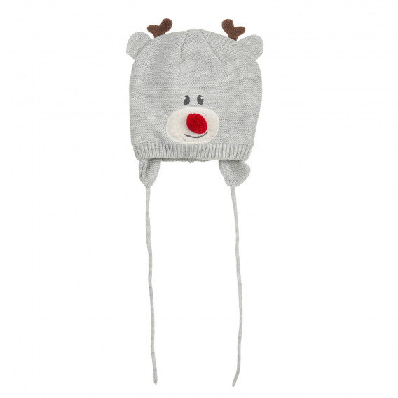Πλεκτό καπέλο με χειμερινά μοτίβα "Rudolph", γκρι Cool club 292882 