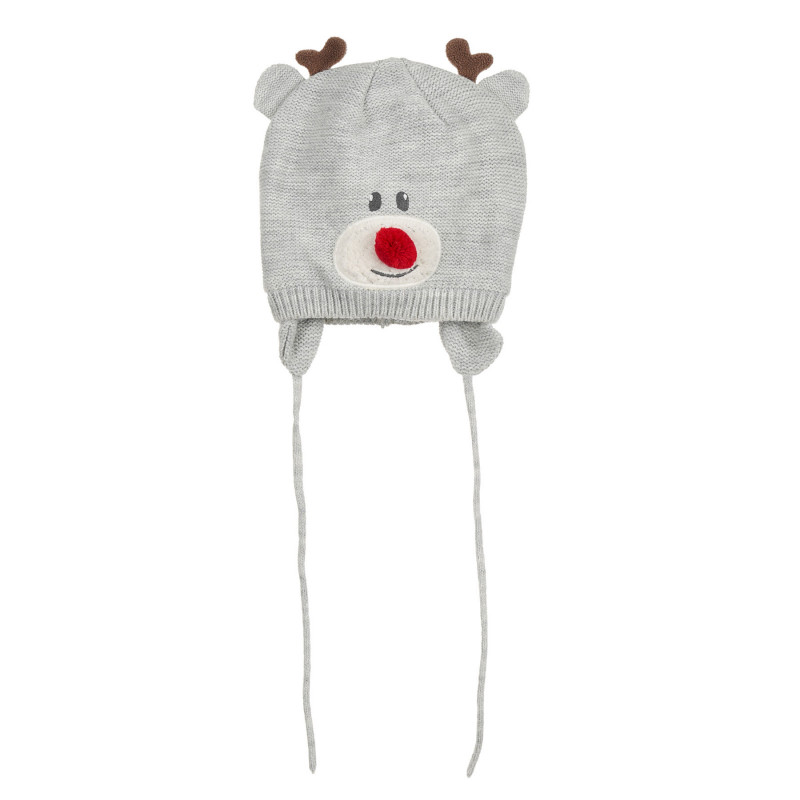 Πλεκτό καπέλο με χειμερινά μοτίβα "Rudolph", γκρι  292882