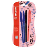 Στυλό με μπίλια και χαμηλό ιξώδες μελάνι, 3 χρώματα Stabilo 29292 