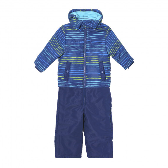 Χειμερινό σετ φόρμες και μπουφάν με χρωματιστές ρίγες, μπλε Cool club 293307 