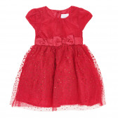 Κομψό βρεφικό φόρεμα με δαντέλα και κορδέλα στη μέση, κόκκινο Cool club 293347 