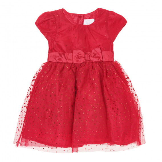 Κομψό βρεφικό φόρεμα με δαντέλα και κορδέλα στη μέση, κόκκινο Cool club 293347 