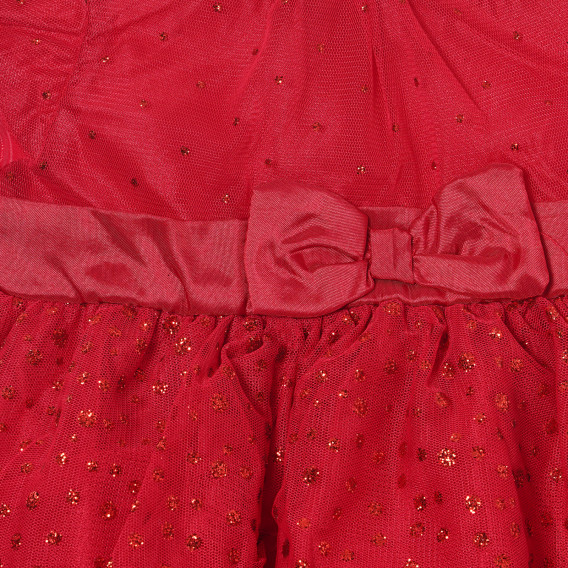 Κομψό βρεφικό φόρεμα με δαντέλα και κορδέλα στη μέση, κόκκινο Cool club 293348 2