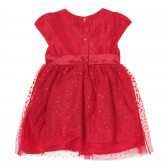 Κομψό βρεφικό φόρεμα με δαντέλα και κορδέλα στη μέση, κόκκινο Cool club 293349 3