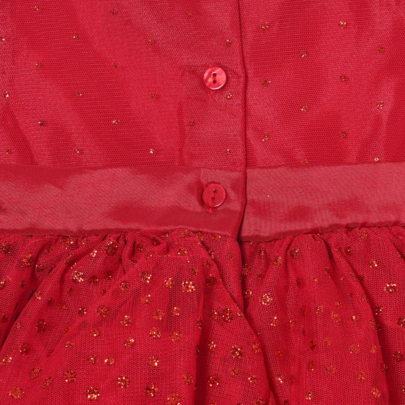 Κομψό βρεφικό φόρεμα με δαντέλα και κορδέλα στη μέση, κόκκινο Cool club 293350 4