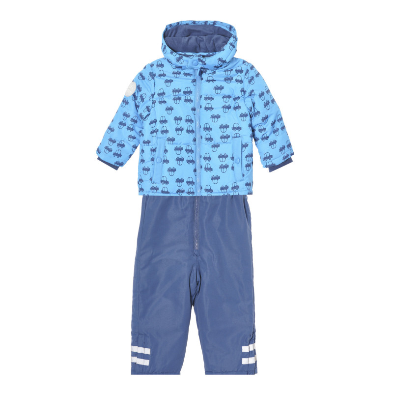 Παιδικό κοστούμι σκι δύο τεμαχίων με στάμπα αυτοκινήτου, μπλε  293427