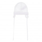 Βρεφικό βαμβακερό καπέλο με κορδόνια και σταμπωτές καρδιές, λευκό Cool club 293554 