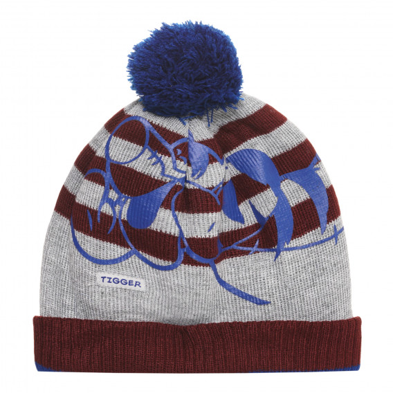 Παιδικό χειμωνιάτικο καπέλο με στάμπα, pompom και σήμα "Tiger", πολύχρωμο Cool club 293674 