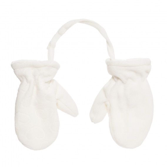 Μαλακά γάντια μωρού με ένα δάχτυλο και στάμπα καρδιές, λευκά Cool club 293739 