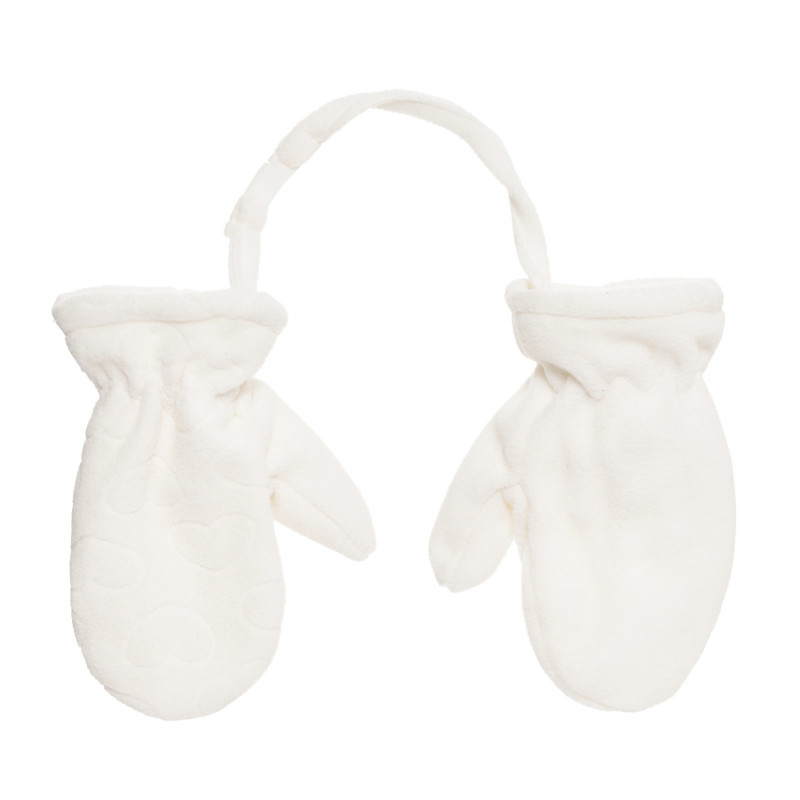 Μαλακά γάντια μωρού με ένα δάχτυλο και στάμπα καρδιές, λευκά  293739