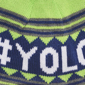 Χειμερινό καπέλο με pompom και τα γράμματα #YOLO, πολύχρωμο Cool club 293852 2