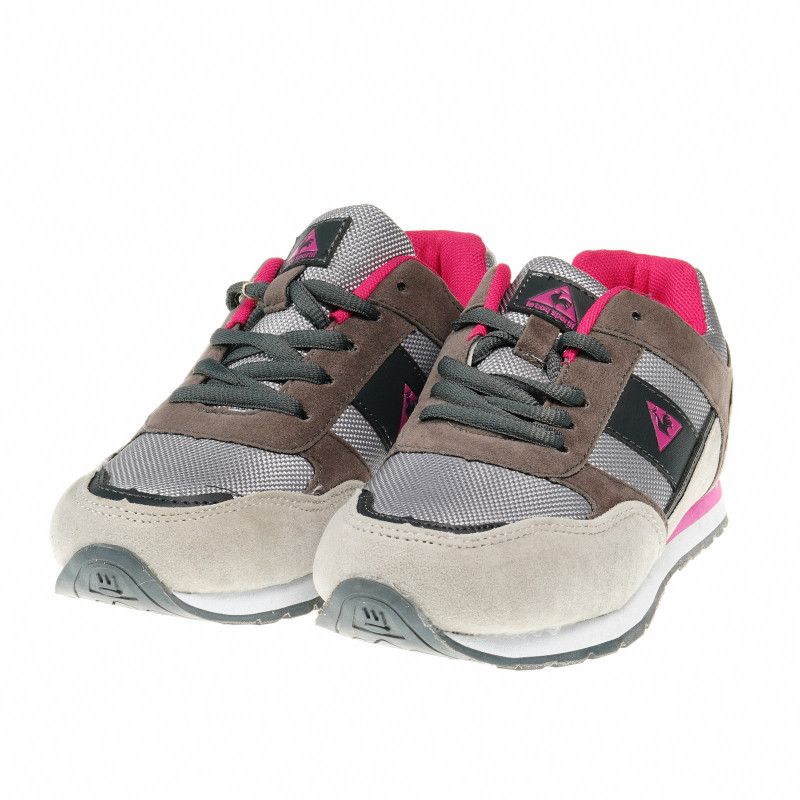 Πάνινα παπούτσια με κορδόνια για ένα κορίτσι, ανοιχτό γκρι με χρωματιστά στοιχεία Le coq sportif 29435
