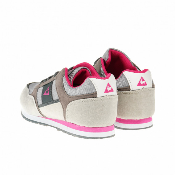Πάνινα παπούτσια με κορδόνια για ένα κορίτσι, ανοιχτό γκρι με χρωματιστά στοιχεία Le coq sportif 29436 2