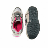 Πάνινα παπούτσια με κορδόνια για ένα κορίτσι, ανοιχτό γκρι με χρωματιστά στοιχεία Le coq sportif 29437 3