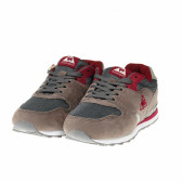 Πάνινα παπούτσια με κορδόνια για ένα αγόρι σε γκρι και μπεζ με κόκκινες πινελιές Le coq sportif 29444 