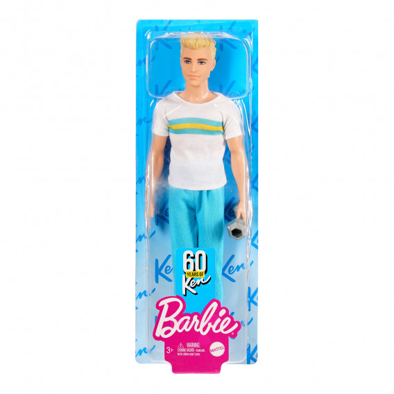 Κούκλα Ken με λευκή μπλούζα και αλτήρα για γυμναστήριο Barbie 295689 