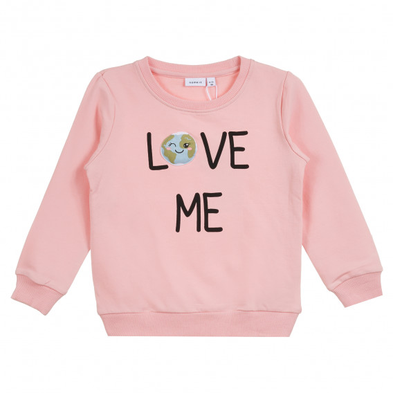 Βαμβακερή μπλούζα με επιγραφή για κοριτσάκια, σε ροζ χρώμα Name it 295964 