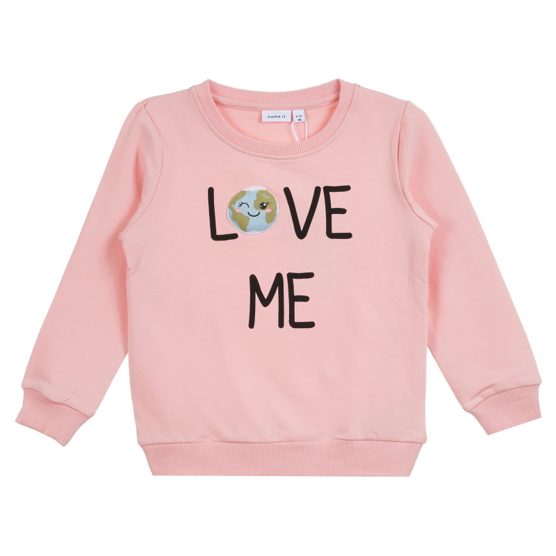 Βαμβακερή μπλούζα με επιγραφή για κοριτσάκια, σε ροζ χρώμα  295964