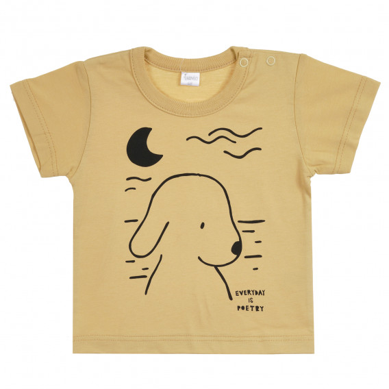 Βαμβακερό μπλουζάκι με γραφιστική στάμπα για μωρό, μπεζ Pinokio 295983 