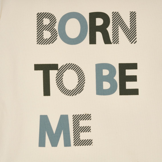 Μπλούζα από οργανικό βαμβάκι σε μπεζ χρώμα με την επιγραφή "Born to be me". Name it 296160 2