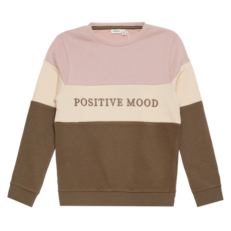 Πολύχρωμο βαμβακερό φούτερ ΝΑΜΕ ΙΤ με την επιγραφή "Positive mood"  296269