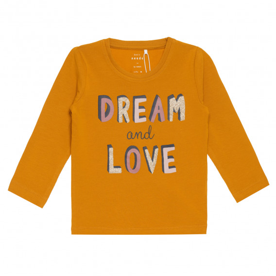 Οργανική βαμβακερή μπλούζα Dream and Love, πορτοκαλί Name it 296273 
