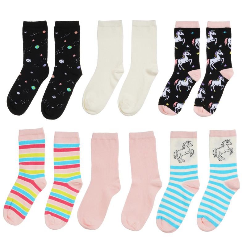 Σετ πέντε πολύχρωμες κάλτσες μονόκερου  296376