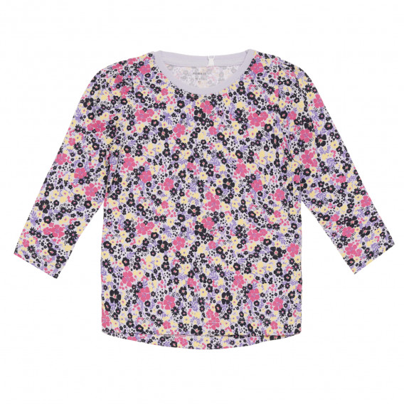 Βαμβακερή μπλούζα με μακριά μανίκια και floral print, μοβ Name it 296412 1