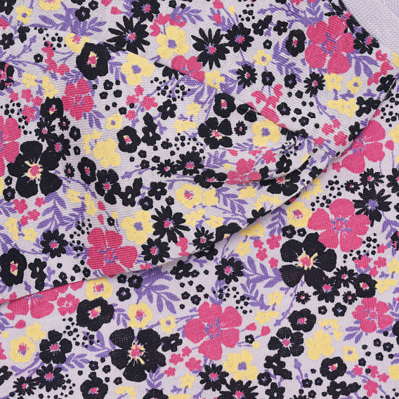 Βαμβακερή μπλούζα με μακριά μανίκια και floral print, μοβ Name it 296414 4