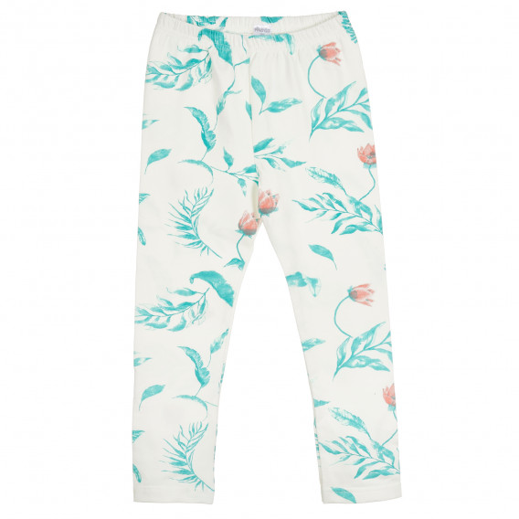 Βαμβακερό παντελόνι με floral print για μωρό, σε λευκό χρώμα. Pinokio 296441 