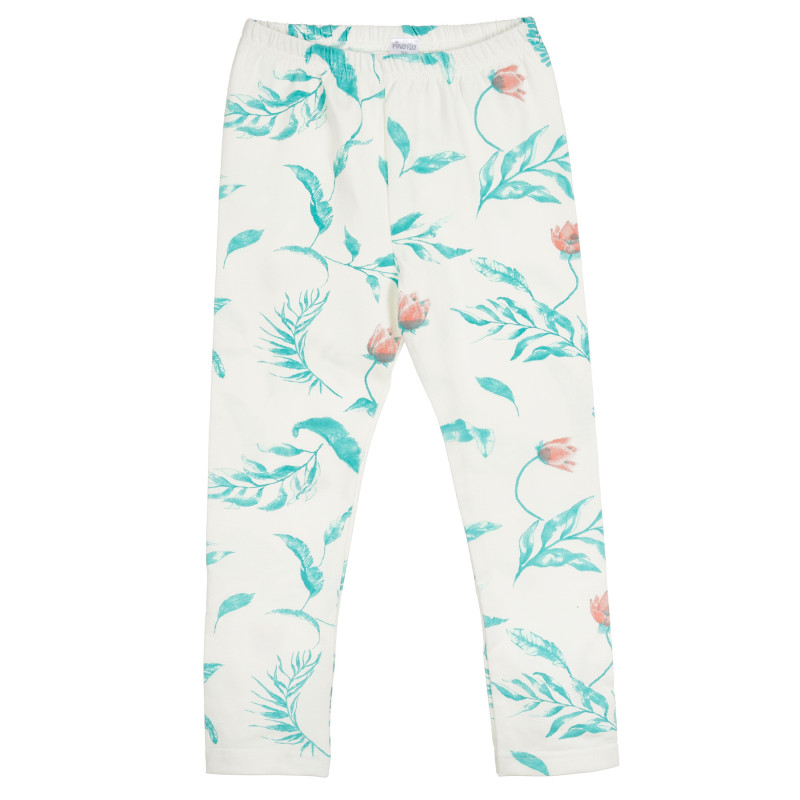 Βαμβακερό παντελόνι με floral print για μωρό, σε λευκό χρώμα.  296441
