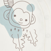 Βαμβακερό φορμάκι με μακριά μανίκια και μαϊμού στάμπα για μωρό, λευκό Pinokio 296460 2
