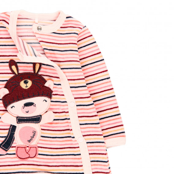 Βελουτέ βρεφική φόρμα με χαρούμενη φιγούρα «Αρκουδάκι», ροζ Boboli 296930 4