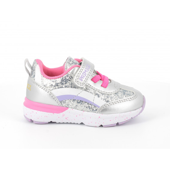 Αθλητικά παπούτσια με ροζ λεπτομέρειες, ασημί PRIMIGI 297384 3