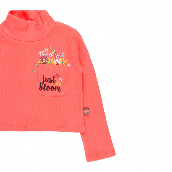 Βαμβακερή κοντή μπλούζα με γιακά πόλο Just Bloom, ροζ Boboli 298627 3
