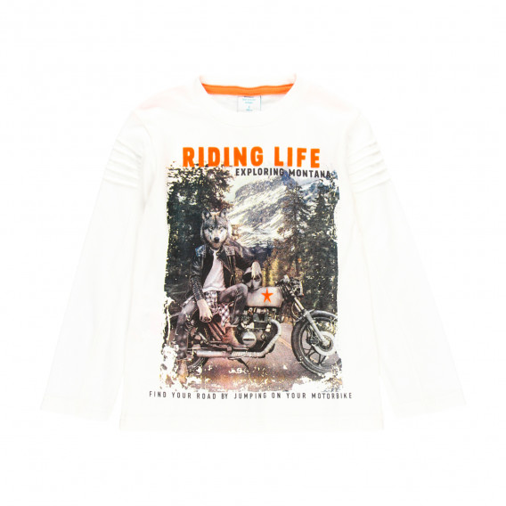 Βαμβακερή μπλούζα Riding Life, εκρού Boboli 298700 