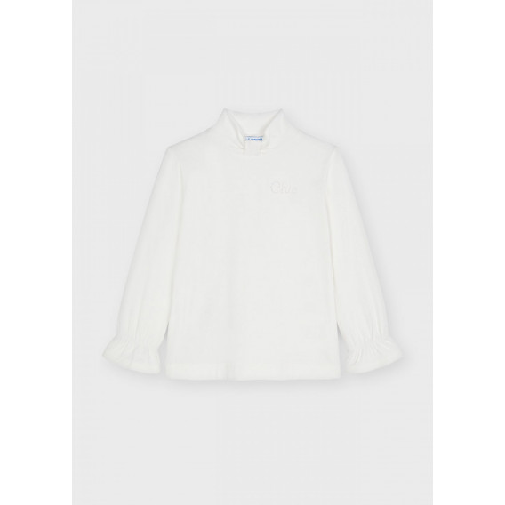 Mayoral μπλουζάκι με λαιμόκοψη polo, λευκό για κορίτσια Mayoral 301613 