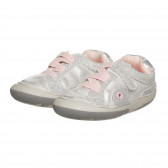 Βρεφικά ασημί sneakers με ροζ λεπτομέρειες  Cool club 301858 4