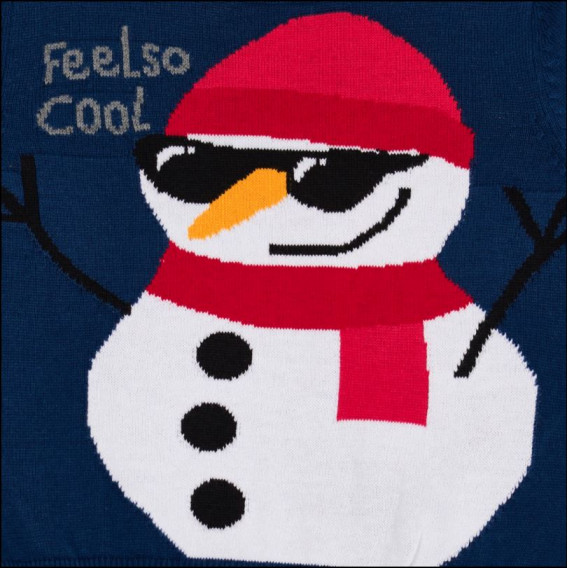 Βαμβακερό πουλόβερ με χιονάνθρωπο για αγόρι, σκούρο μπλε Cool club 303175 2