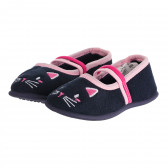 Παντόφλες με ροζ λεπτομέρειες Kitten, μπλε Best buy shoes 303609 