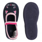 Παντόφλες με ροζ λεπτομέρειες Kitten, μπλε Best buy shoes 303611 3
