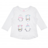 Cool Club βαμβακερό μπλουζάκι με μακριά μανίκια και απλικέ πιγκουίνο, λευκό για κορίτσια Cool club 304754 