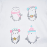 Cool Club βαμβακερό μπλουζάκι με μακριά μανίκια και απλικέ πιγκουίνο, λευκό για κορίτσια Cool club 304755 6