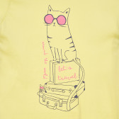 Cool Club Τ-shirt με στάμπα kitten και μπροκάρ λεπτομέρειες, κίτρινο για κορίτσια Cool club 306540 6