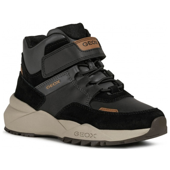 Μαύρα ψηλά αθλητικά παπούτσια Geox με suede λεπτομέρειες Geox 309393 2